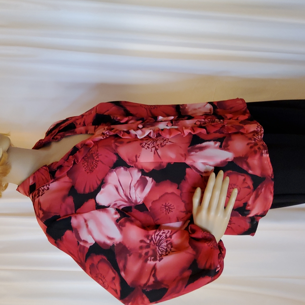 Ruffle Button Front Blouse - Picture 3 of 8